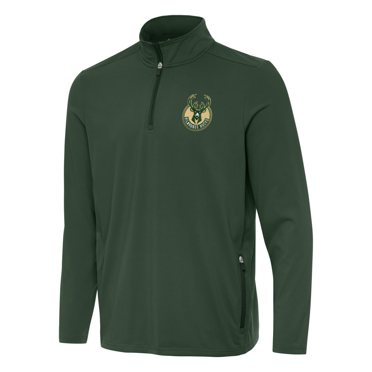 Milwaukee Bucks Antigua Perilous Quarter-Zip Sweatshirt Hunter Green - NBA
