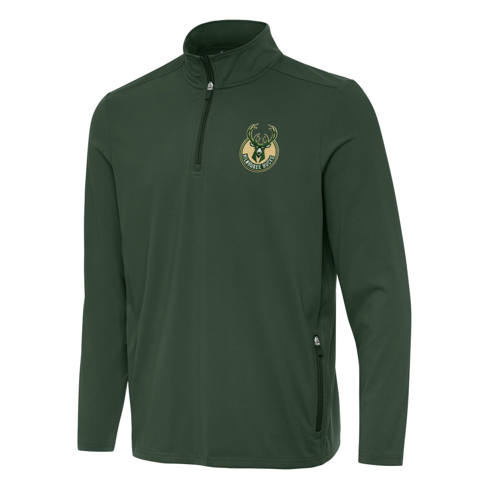Milwaukee Bucks Antigua Perilous Quarter-Zip Sweatshirt Hunter Green - NBA