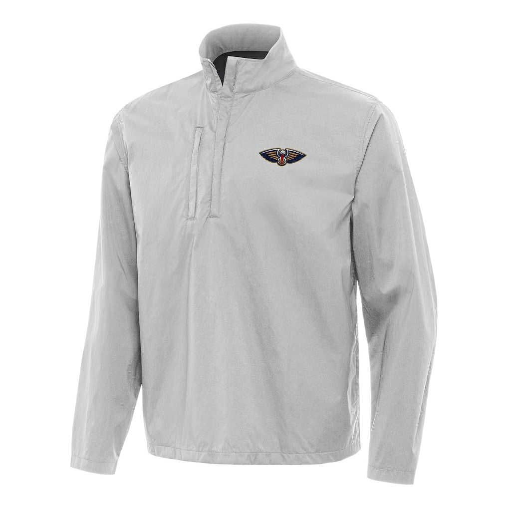 New Orleans Pelicans Antigua Brisk Quarter-Zip Windbreaker Heather Gray - NBA