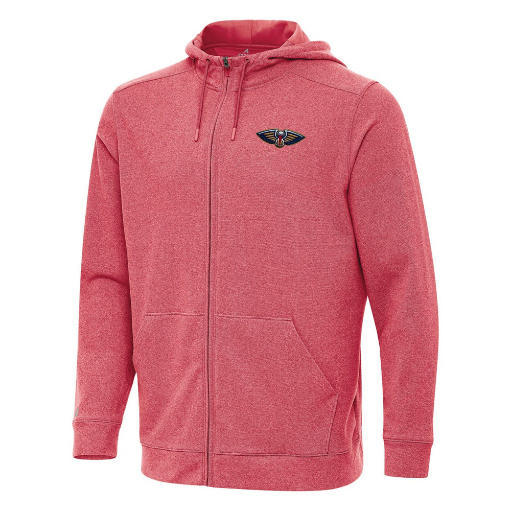 New Orleans Pelicans Antigua Effortless Full-Zip Hoodie Jacket Heather Red - NBA
