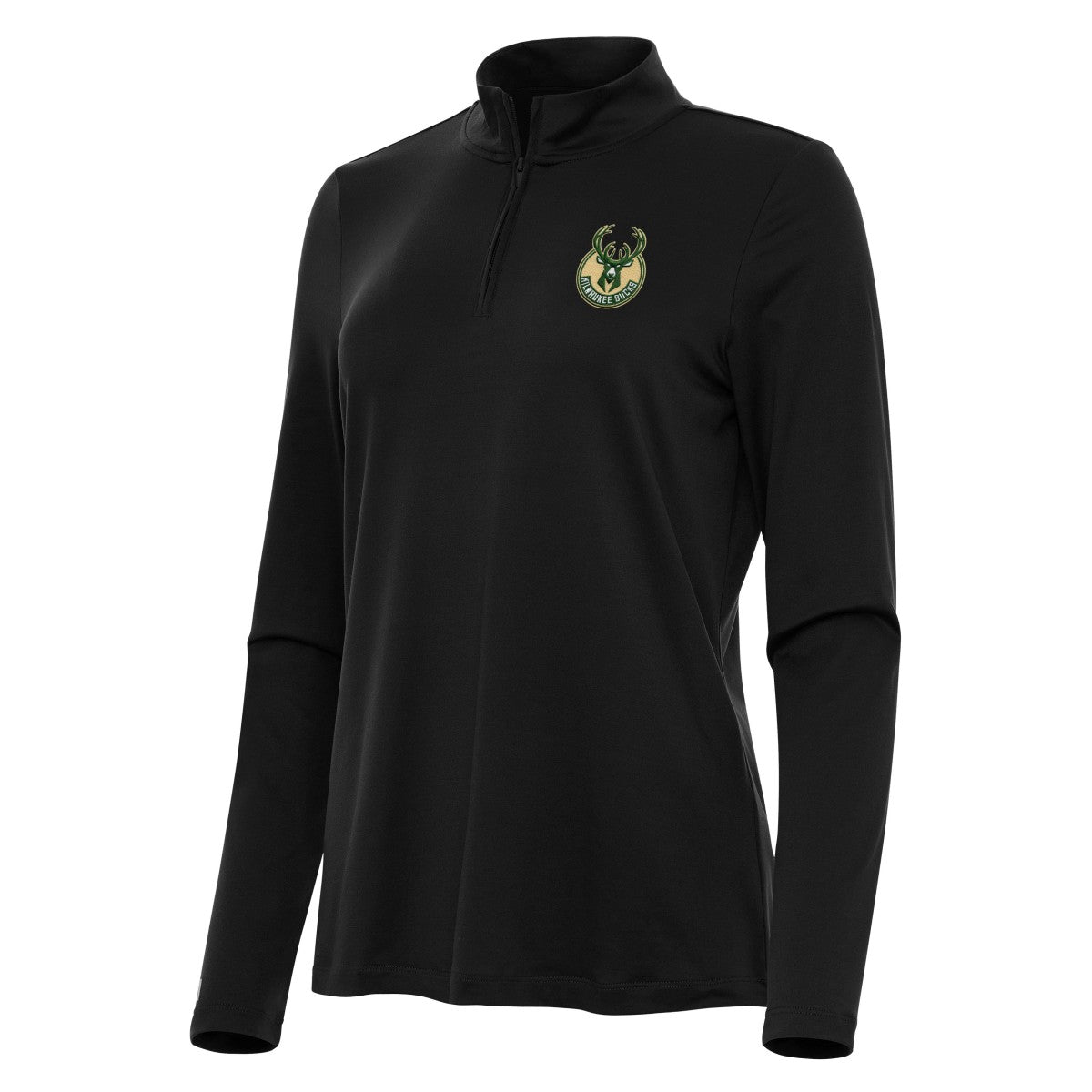 Milwaukee Bucks Antigua Women's Reprocess Quarter-Zip Top Black - NBA