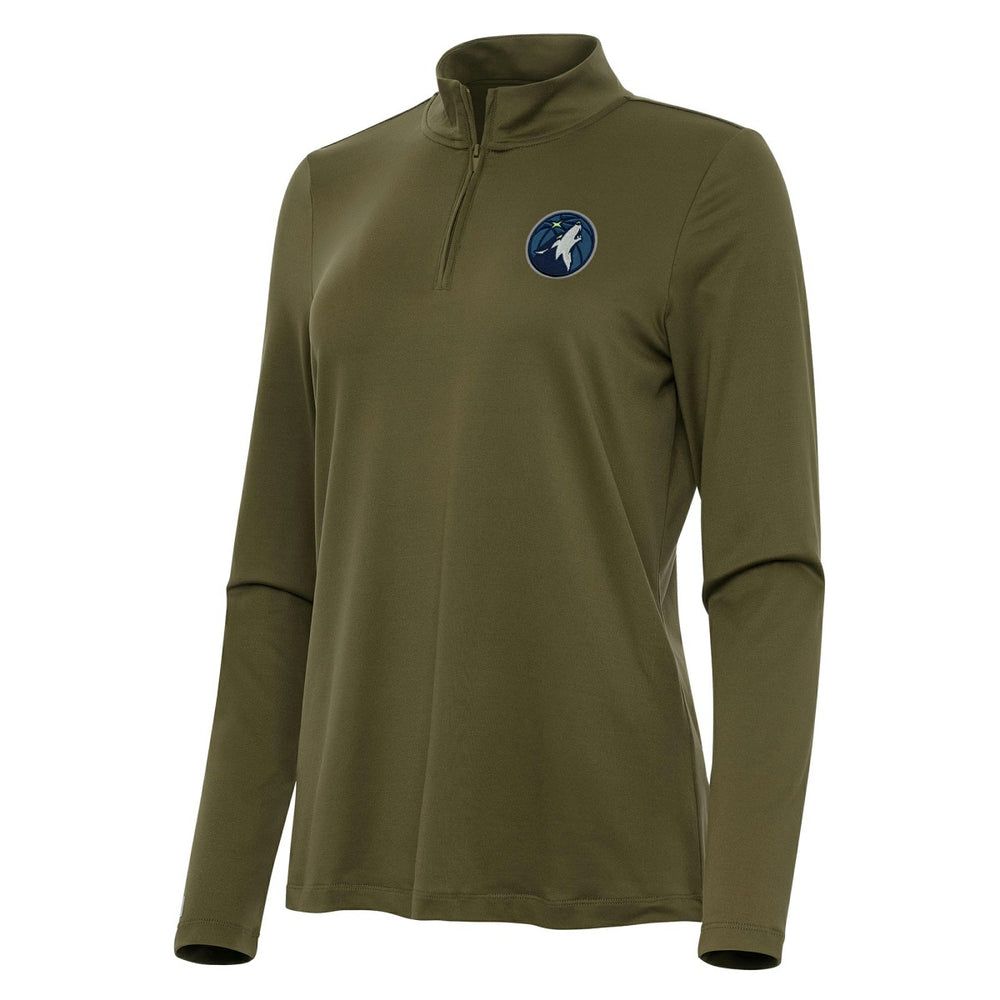 Minnesota Timberwolves Antigua Women's Reprocess Quarter-Zip Top Olive - NBA