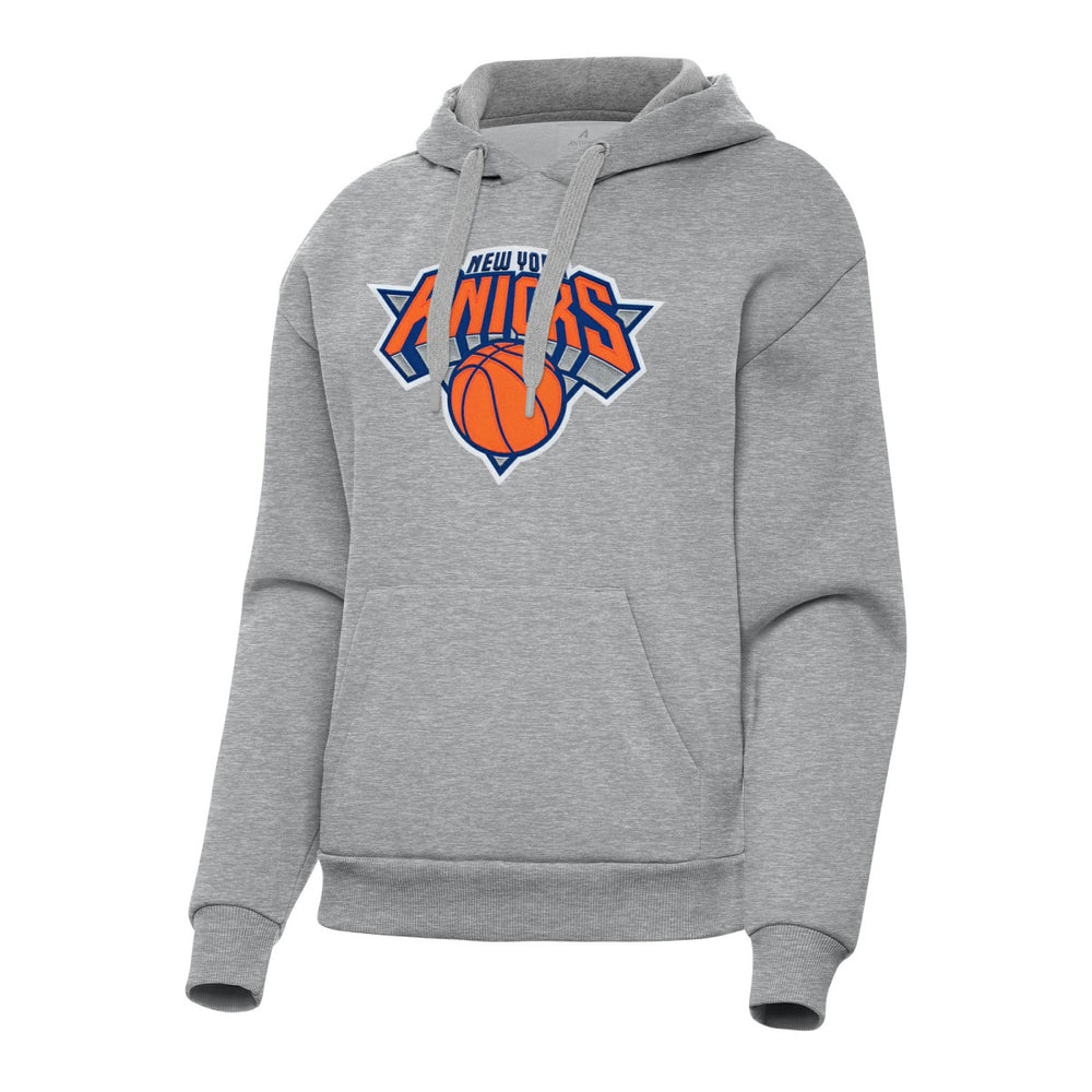 New York Knicks Antigua Women's Victory Pullover Hoodie Heather Gray - NBA
