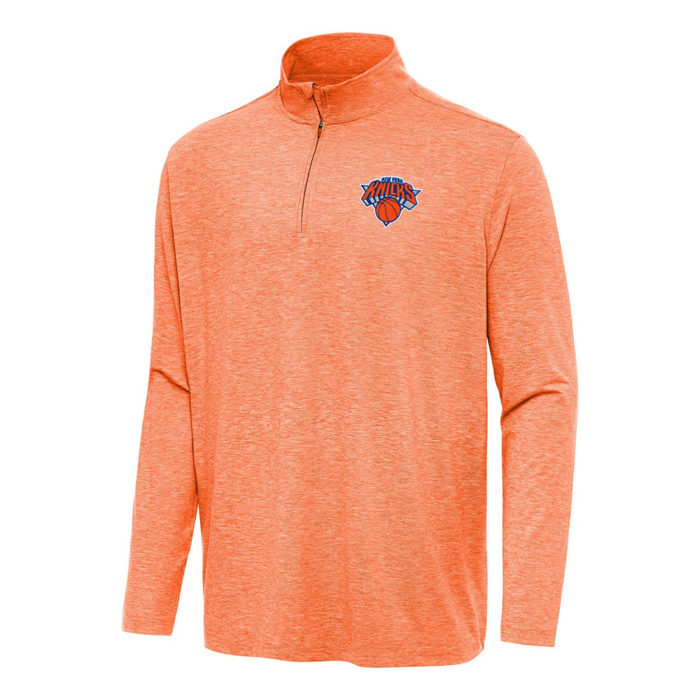 New York Knicks Antigua Hunk Quarter-Zip Top Heather Orange - NBA