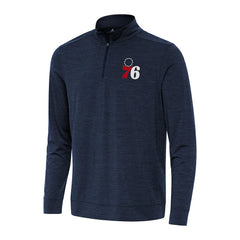 Philadelphia 76ers Antigua Bright Quarter-Zip Top Heather Navy - NBA