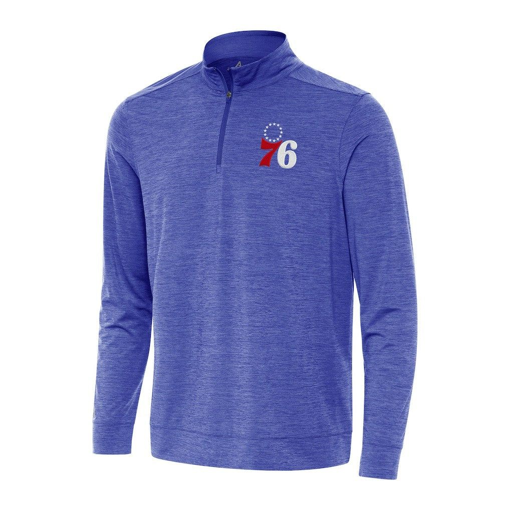Philadelphia 76ers Antigua Bright Quarter-Zip Top Heather Royal - NBA