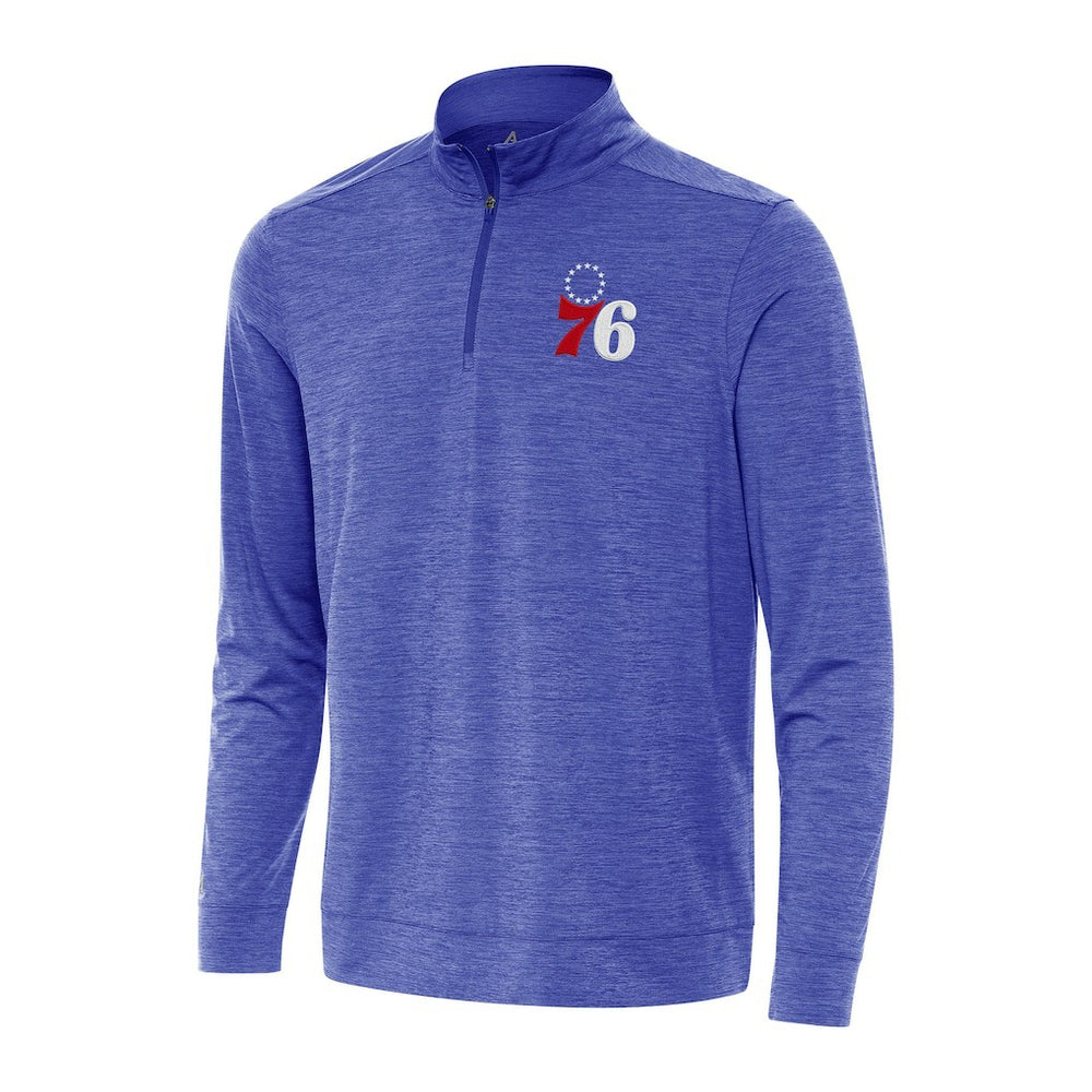 Philadelphia 76ers Antigua Bright Quarter-Zip Top Heather Royal - NBA