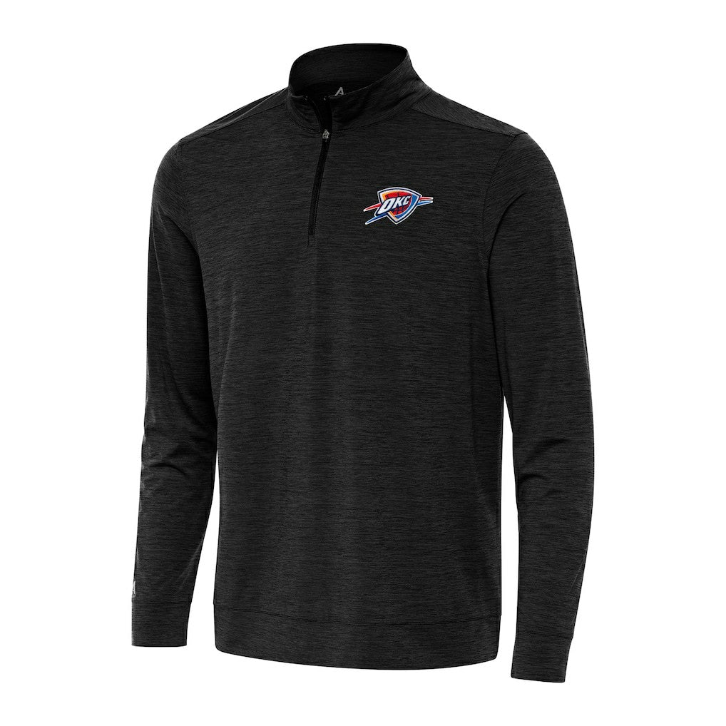 Oklahoma City Thunder Antigua Bright Quarter-Zip Top Heather Black - NBA