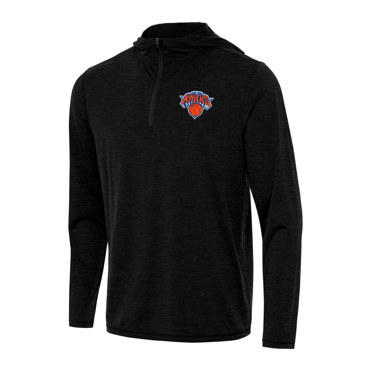 New York Knicks Antigua Tidy Quarter-Zip Hoodie Heather Black - NBA