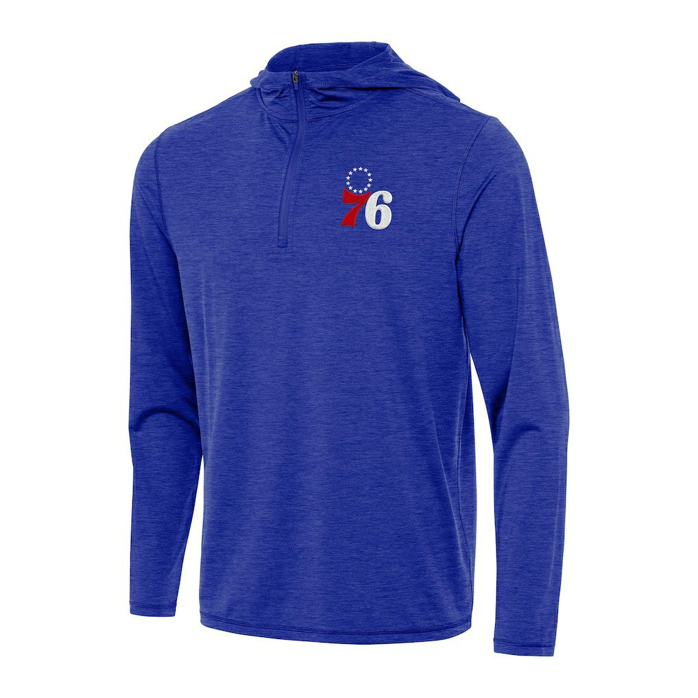 Philadelphia 76ers Antigua Tidy Quarter-Zip Hoodie Heather Royal - NBA
