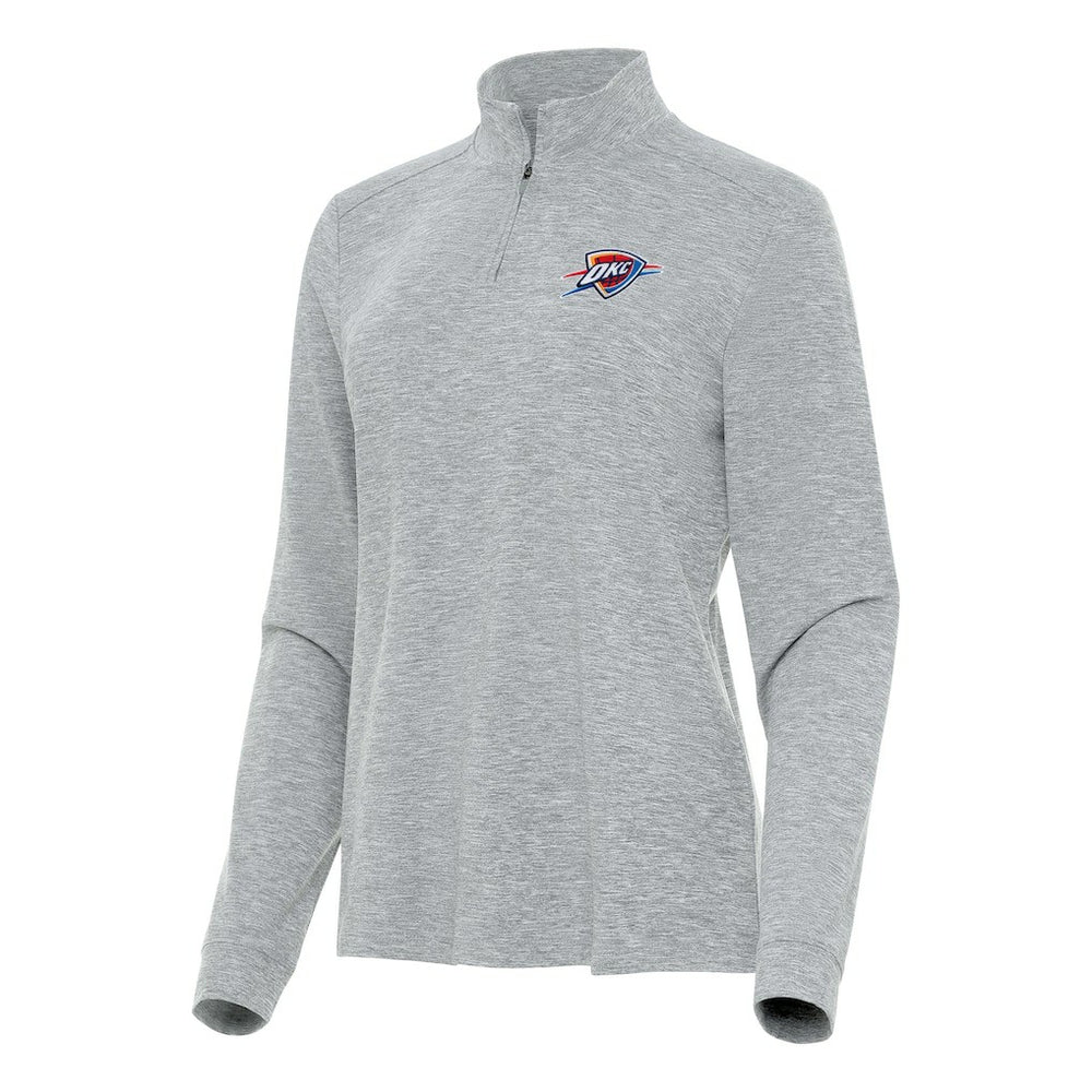 Oklahoma City Thunder Antigua Women's Mentor Quarter-Zip Mock Long Sleeve Top Heather Gray - NBA