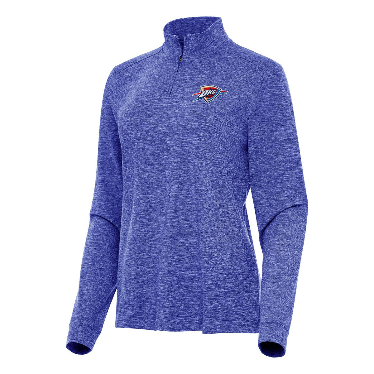 Oklahoma City Thunder Antigua Women's Mentor Quarter-Zip Mock Long Sleeve Top Heather Royal - NBA