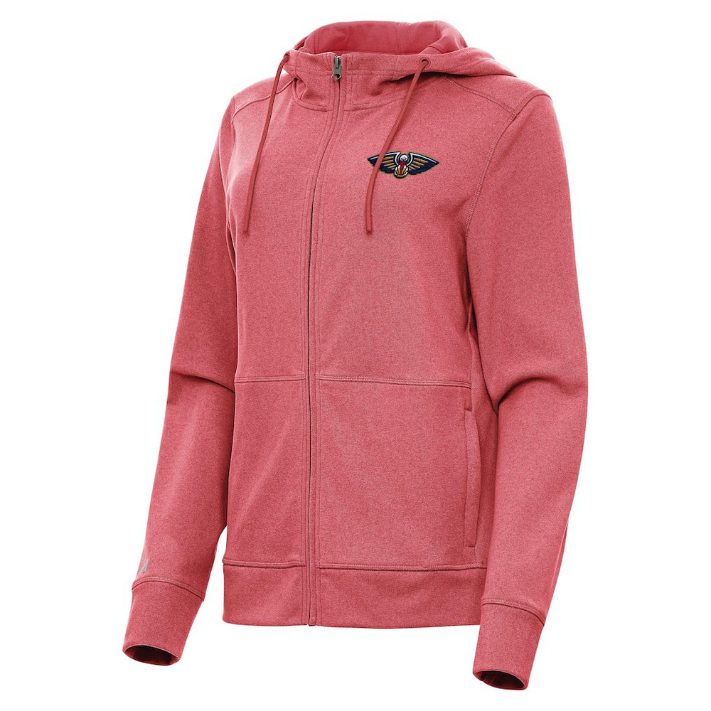 New Orleans Pelicans Antigua Women's Seeker Full-Zip Hoodie Jacket Heather Red - NBA