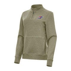 Oklahoma City Thunder Antigua Women's Crush Quarter-Zip Fleece Sweatshirt Olive - NBA