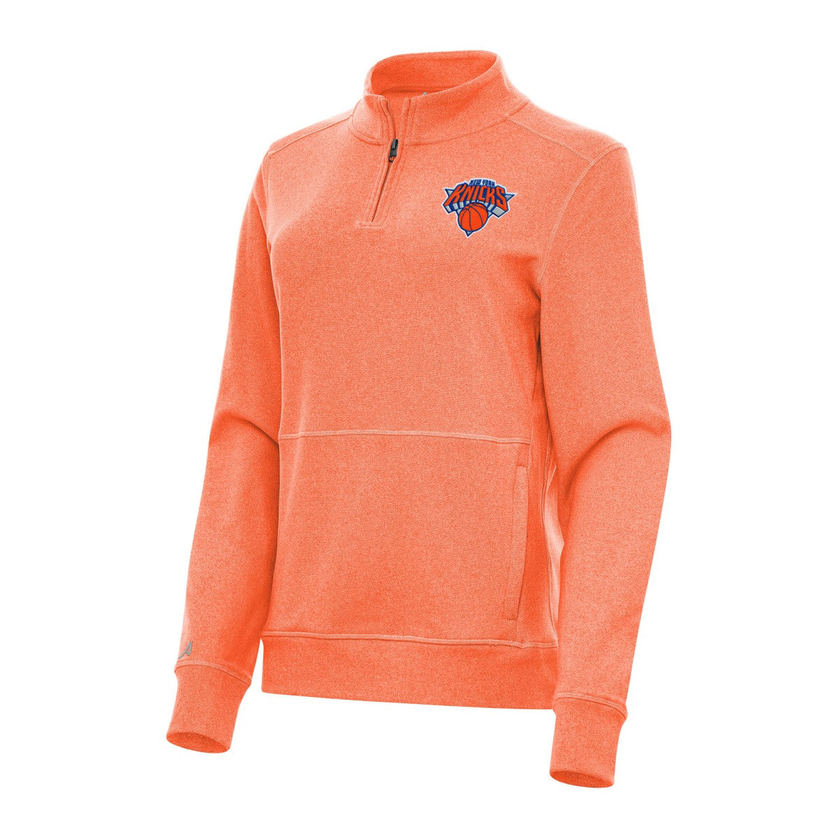 New York Knicks Antigua Women's Crush Quarter-Zip Fleece Sweatshirt Heather Orange - NBA