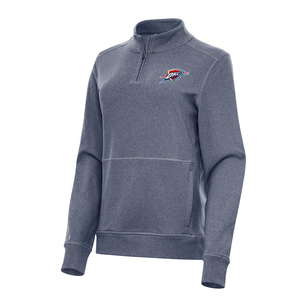 Oklahoma City Thunder Antigua Women's Crush Quarter-Zip Fleece Sweatshirt Heather Navy - NBA