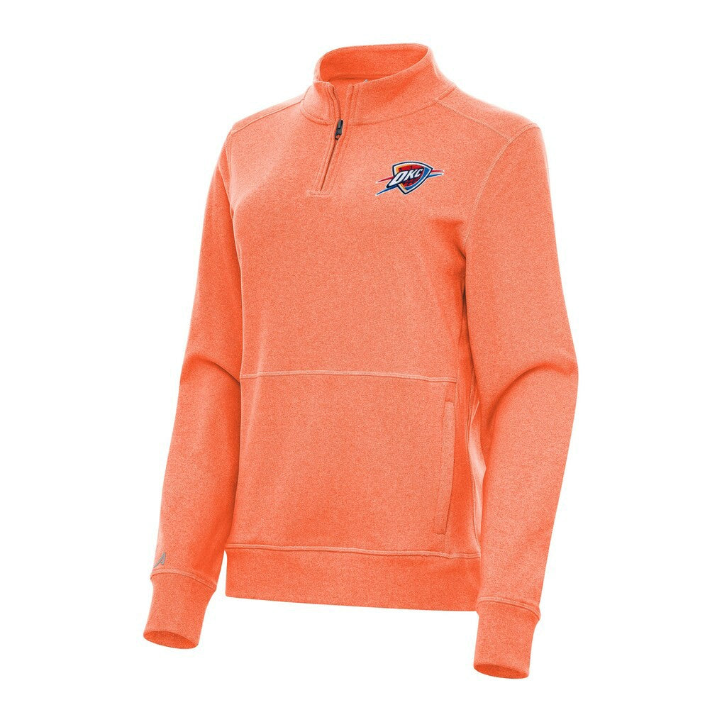Oklahoma City Thunder Antigua Women's Crush Quarter-Zip Fleece Sweatshirt Heather Orange - NBA