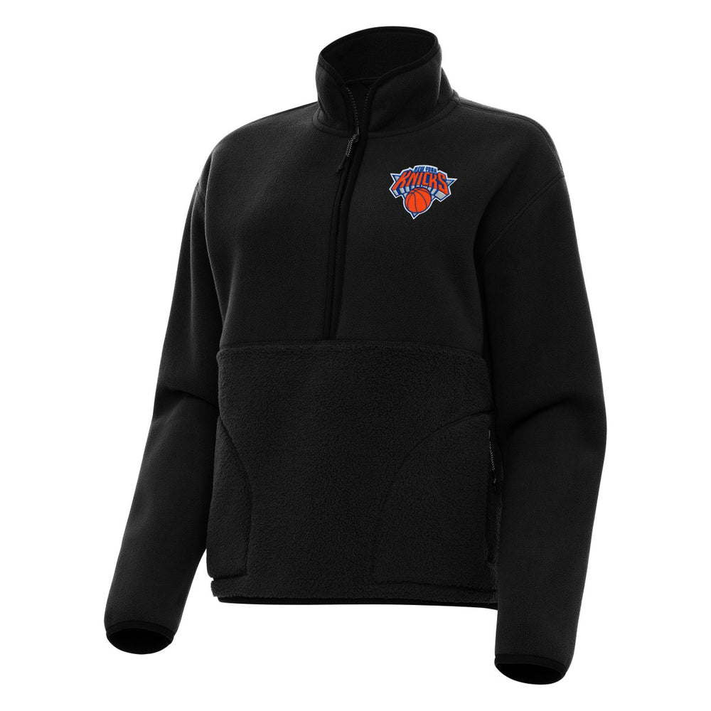 New York Knicks Antigua Women's Figure Half-Zip Pullover Sweatshirt Black - NBA