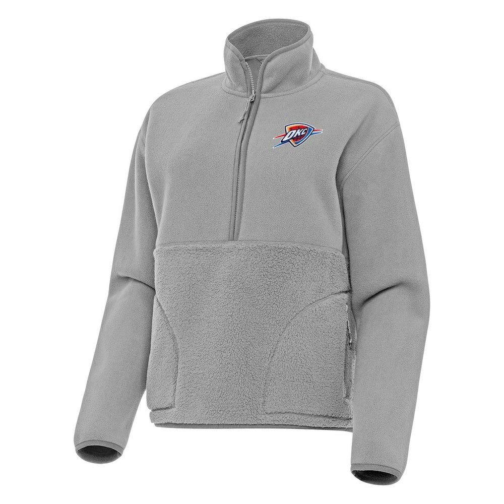 Oklahoma City Thunder Antigua Women's Figure Half-Zip Pullover Sweatshirt Gray - NBA