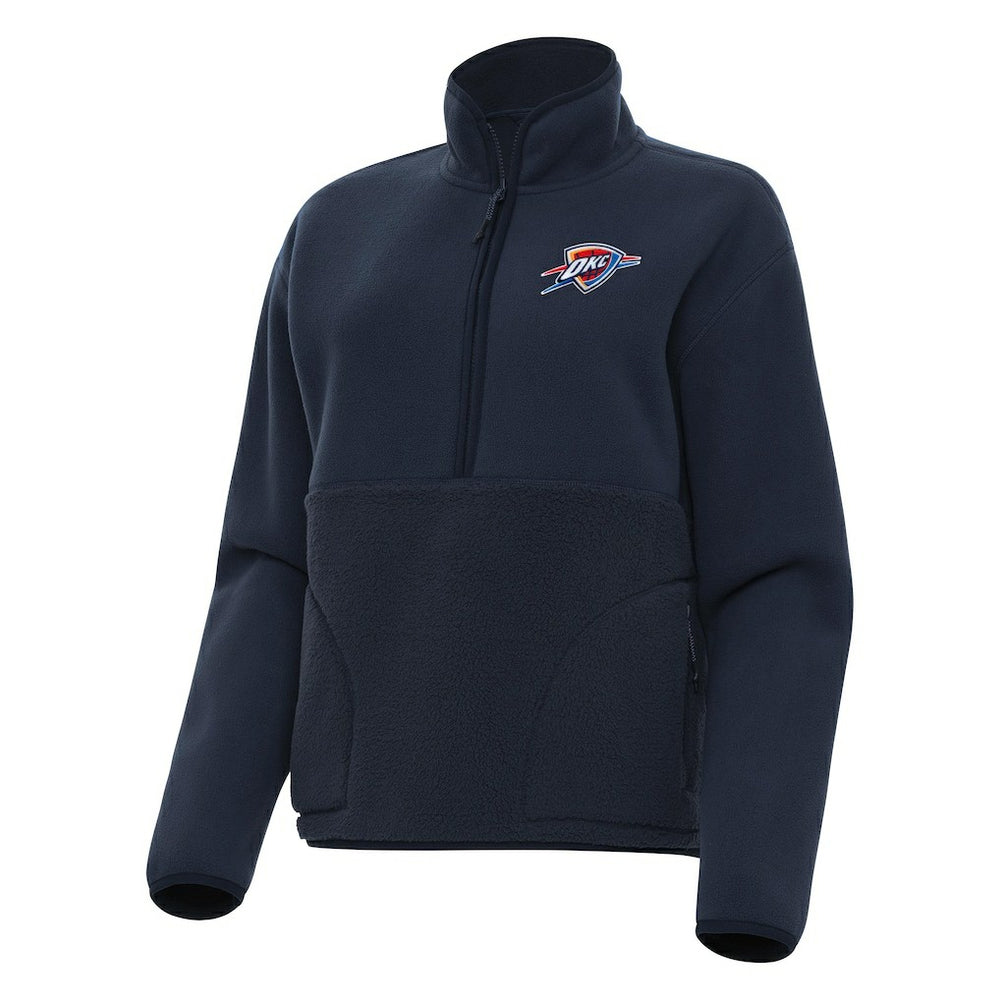 Oklahoma City Thunder Antigua Women's Figure Half-Zip Pullover Sweatshirt Navy - NBA