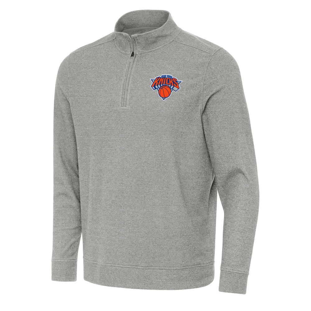 New York Knicks Antigua Subtle Quarter-Zip Sweatshirt Heather Gray - NBA