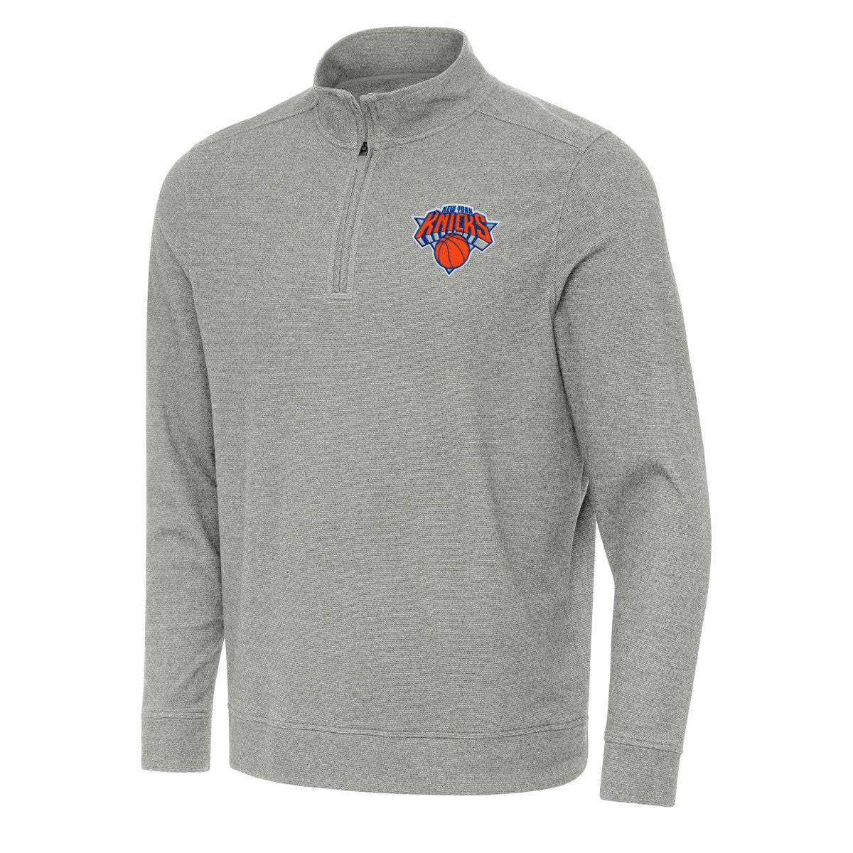 New York Knicks Antigua Subtle Quarter-Zip Sweatshirt Heather Gray - NBA