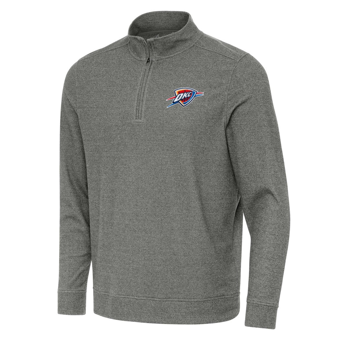 Oklahoma City Thunder Antigua Subtle Quarter-Zip Sweatshirt Heather Black - NBA