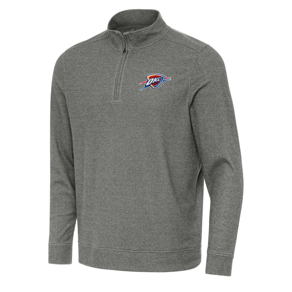 Oklahoma City Thunder Antigua Subtle Quarter-Zip Sweatshirt Heather Black - NBA