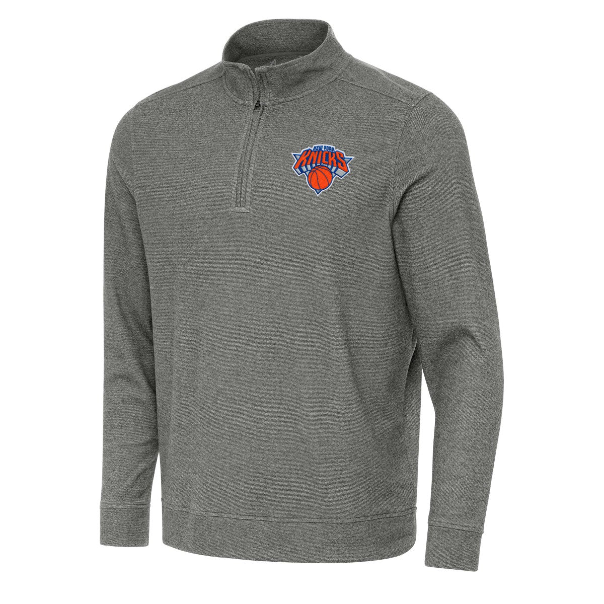 New York Knicks Antigua Subtle Quarter-Zip Sweatshirt Heather Black - NBA