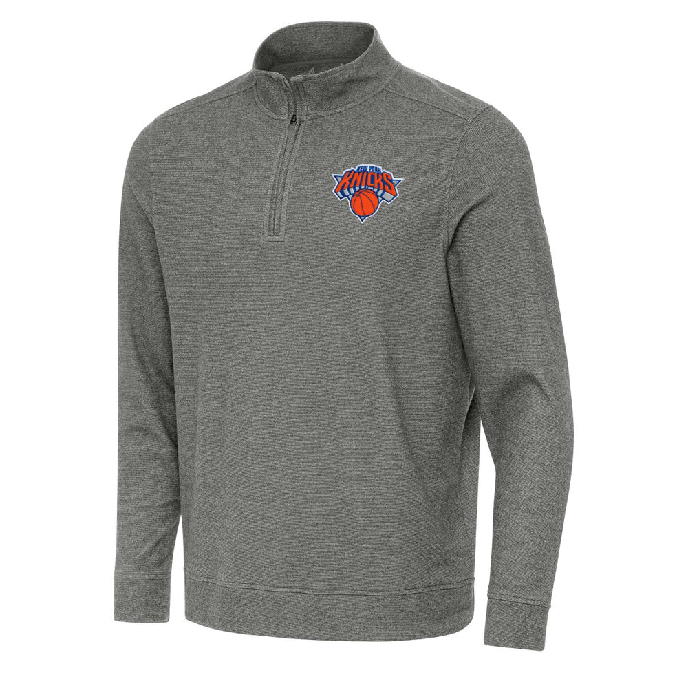 New York Knicks Antigua Subtle Quarter-Zip Sweatshirt Heather Black - NBA