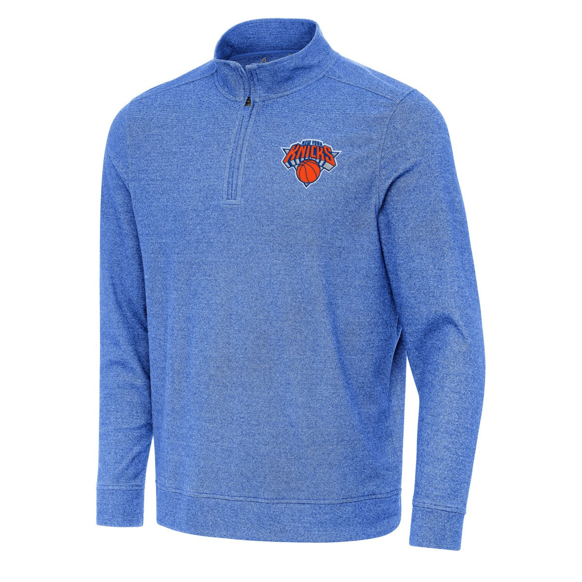 New York Knicks Antigua Subtle Quarter-Zip Sweatshirt Heather Royal - NBA