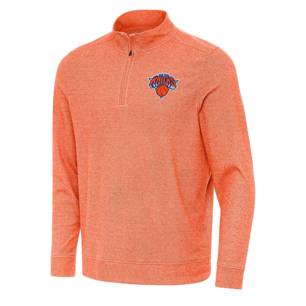 New York Knicks Antigua Subtle Quarter-Zip Sweatshirt Heather Orange - NBA