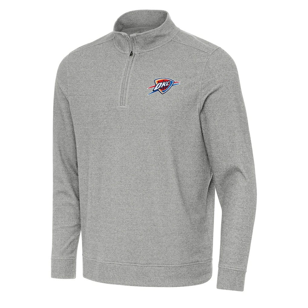 Oklahoma City Thunder Antigua Subtle Quarter-Zip Sweatshirt Heather Gray - NBA