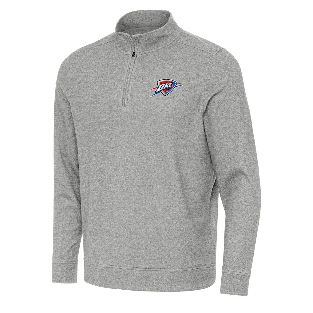 Oklahoma City Thunder Antigua Subtle Quarter-Zip Sweatshirt Heather Gray - NBA