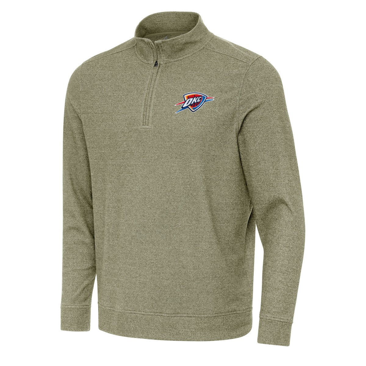 Oklahoma City Thunder Antigua Subtle Quarter-Zip Sweatshirt Olive - NBA