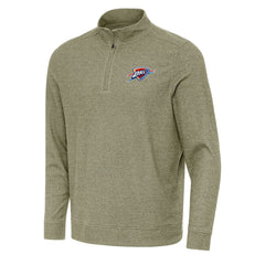 Oklahoma City Thunder Antigua Subtle Quarter-Zip Sweatshirt Olive - NBA