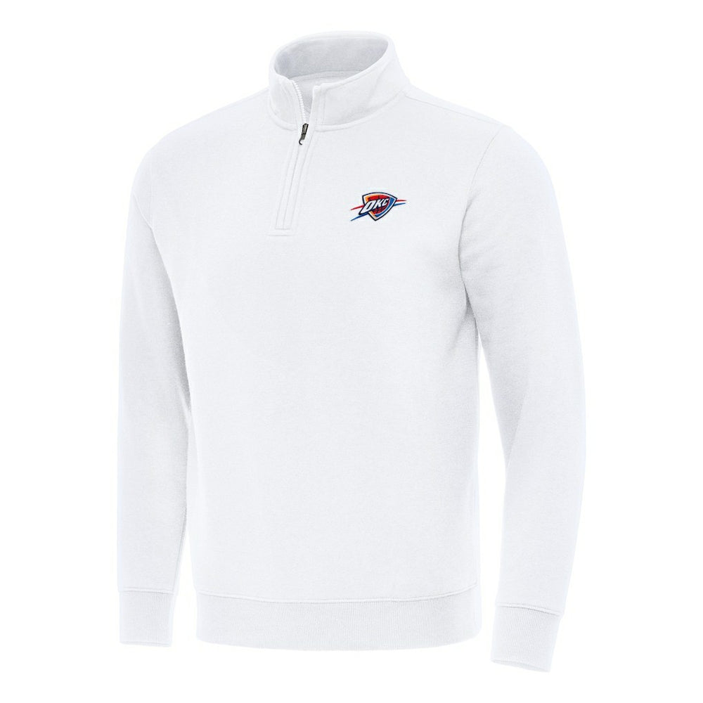 Oklahoma City Thunder Antigua Victory Quarter-Zip Mock Sweatshirt White - NBA