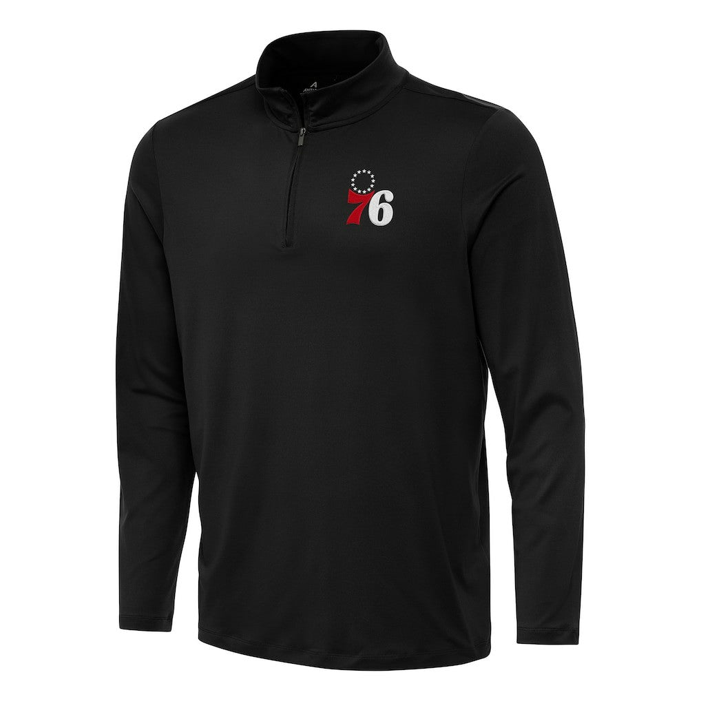 Philadelphia 76ers Antigua Reprocess Quarter-Zip Top Black - NBA