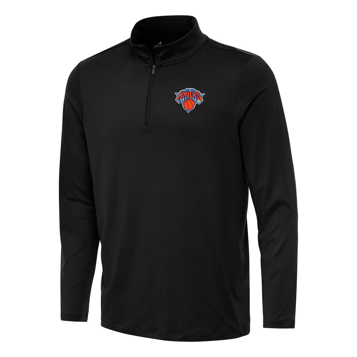 New York Knicks Antigua Reprocess Quarter-Zip Top Black - NBA