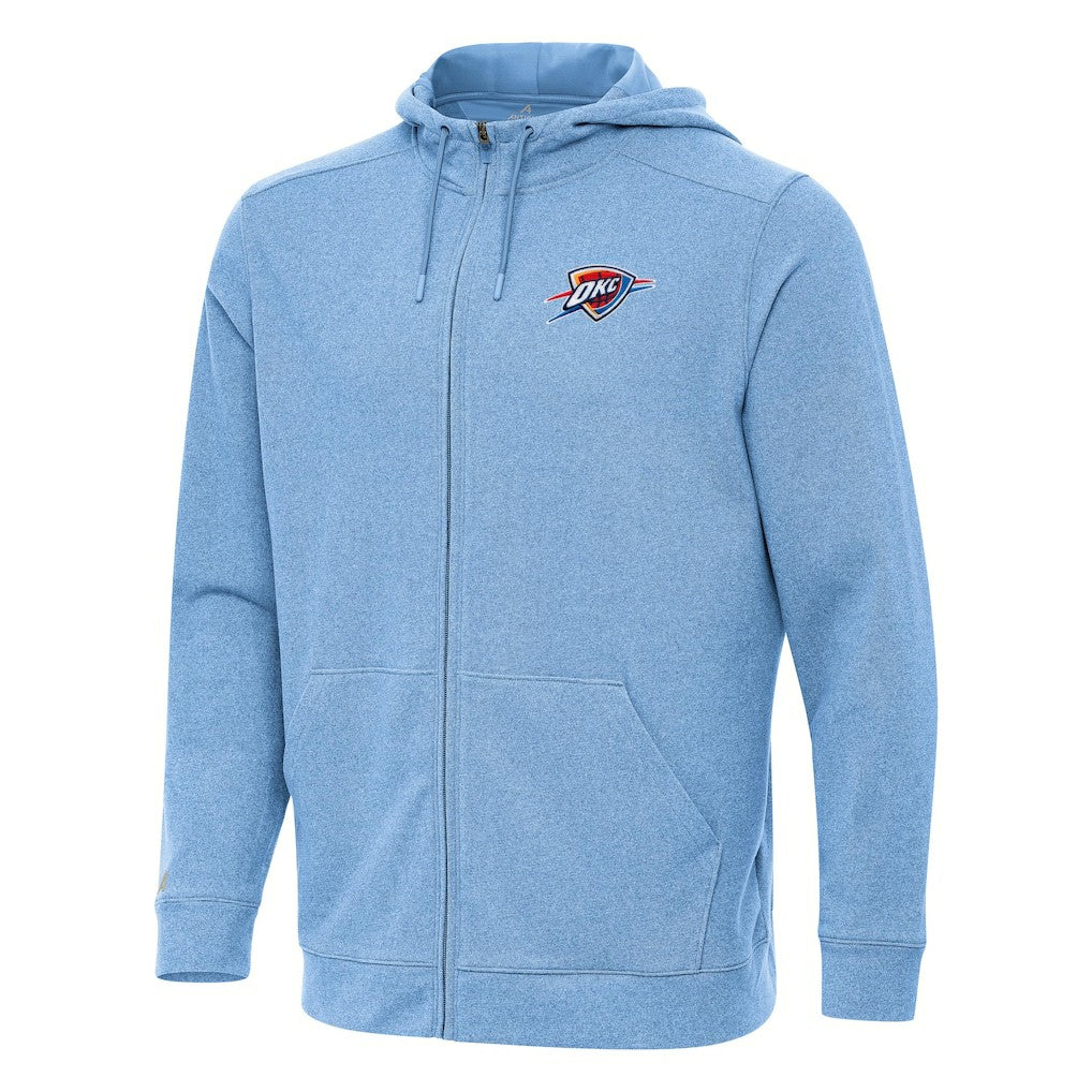 Oklahoma City Thunder Antigua Effortless Full-Zip Hoodie Jacket Heather Powder Blue - NBA