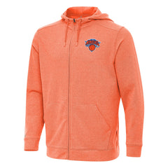 New York Knicks Antigua Effortless Full-Zip Hoodie Jacket Heather Orange - NBA