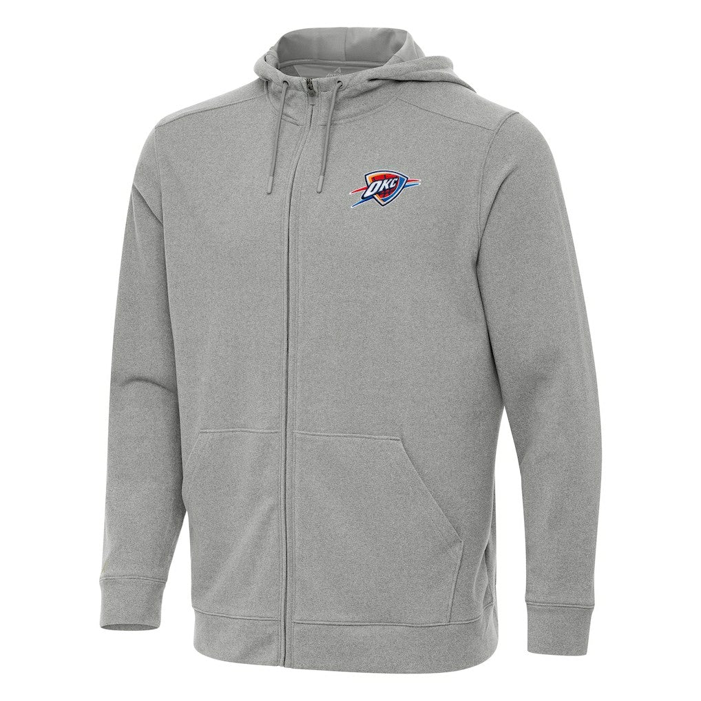 Oklahoma City Thunder Antigua Effortless Full-Zip Hoodie Jacket Heather Gray - NBA