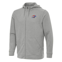 Oklahoma City Thunder Antigua Effortless Full-Zip Hoodie Jacket Heather Gray - NBA
