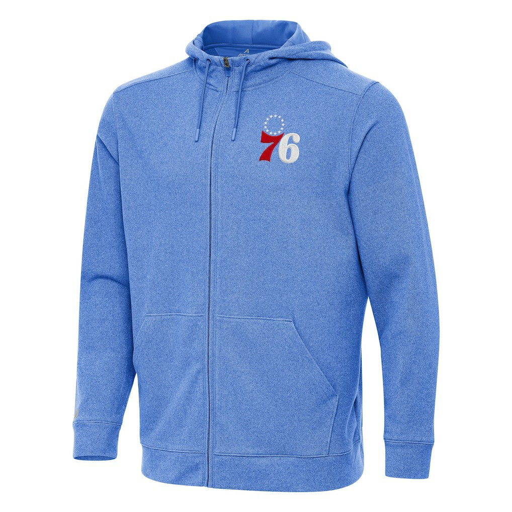 Philadelphia 76ers Antigua Effortless Full-Zip Hoodie Jacket Heather Royal - NBA