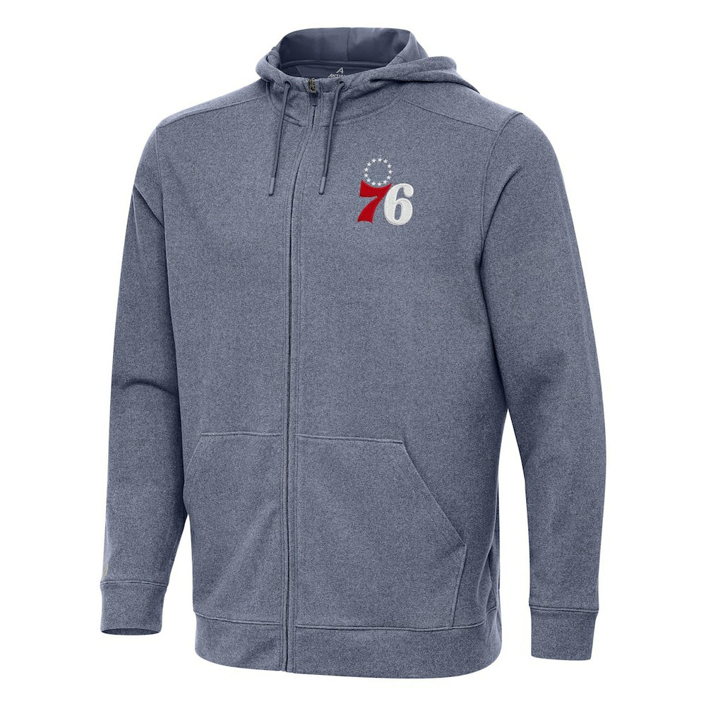 Philadelphia 76ers Antigua Effortless Full-Zip Hoodie Jacket Heather Navy - NBA