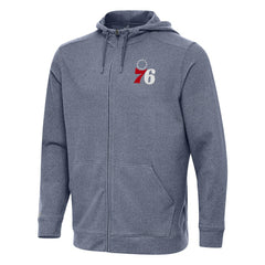 Philadelphia 76ers Antigua Effortless Full-Zip Hoodie Jacket Heather Navy - NBA