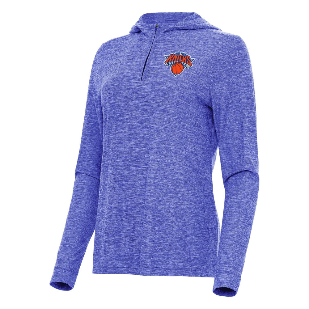 New York Knicks Antigua Women's Daybreak Quarter-Zip Hoodie Heather Blue - NBA