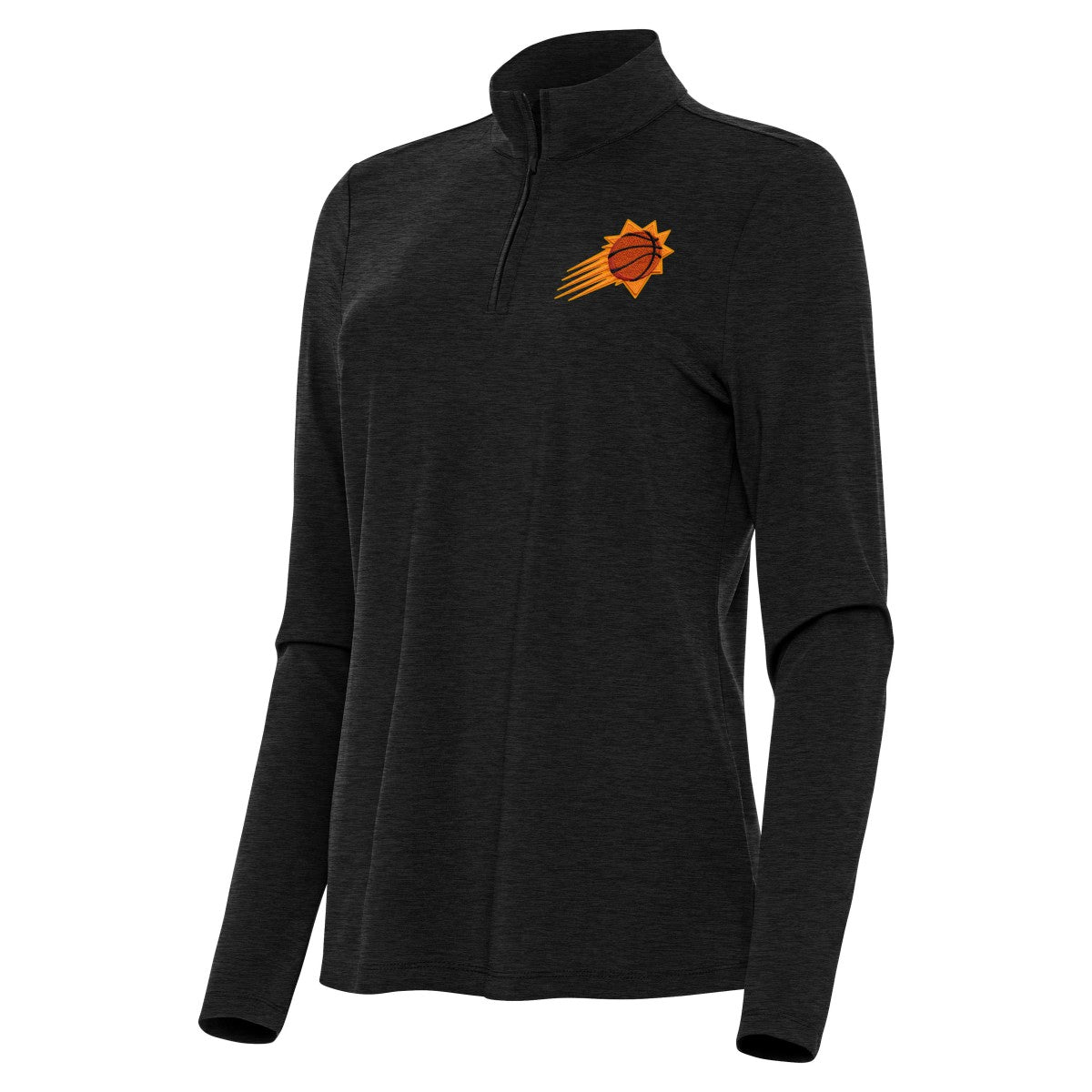 Phoenix Suns Antigua Women's Bright Quarter-Zip Top Heather Black - NBA