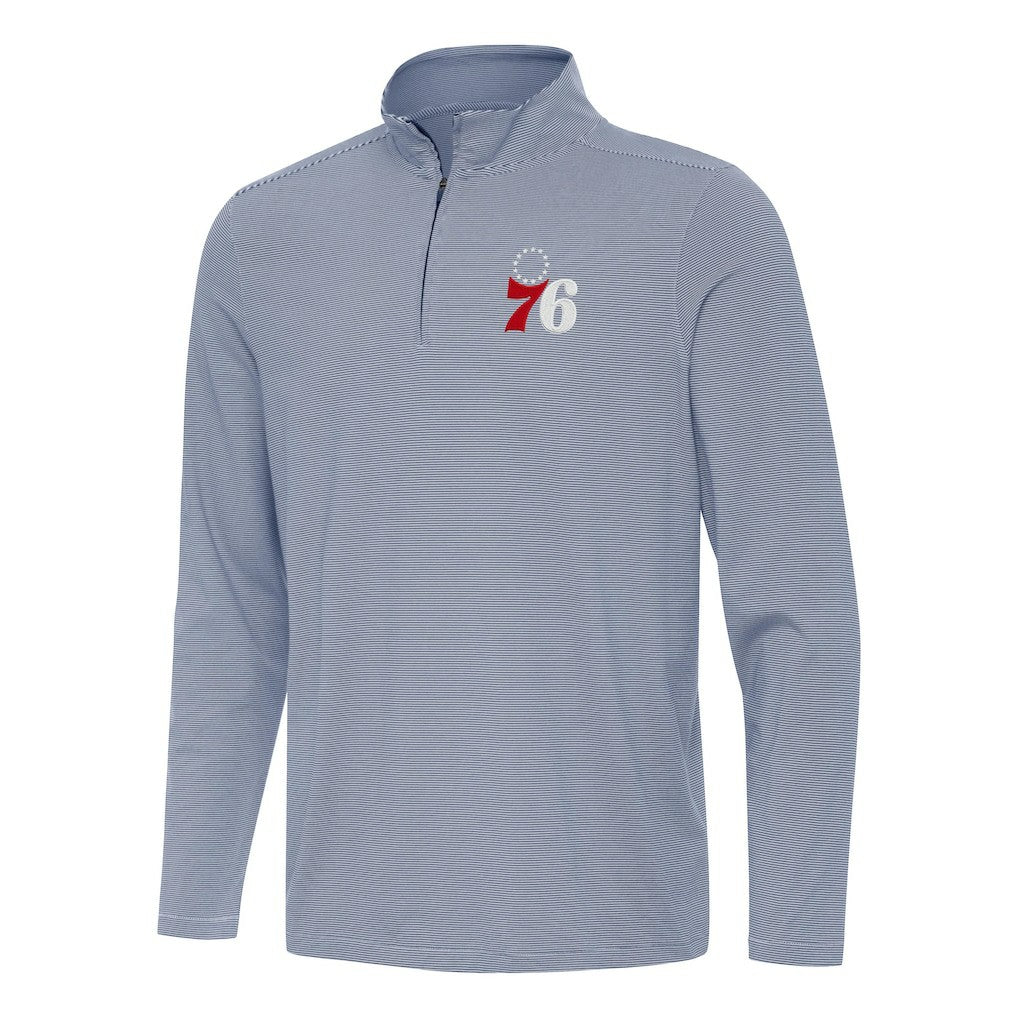Philadelphia 76ers Antigua Twine Quarter-Zip Top Navy - NBA