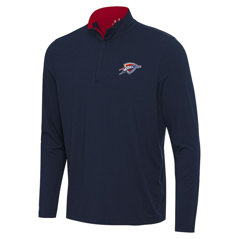 Oklahoma City Thunder Antigua Content Quarter-Zip Top Navy/Red - NBA